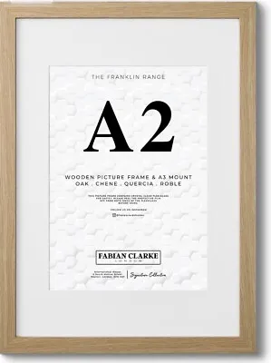 Fabian Clarke London® A2 Modern Oak Wooden Picture Photo Frame With White • £19.99