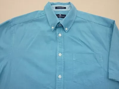 Marks & Spencer M&s Blue Harbour Oxford Weave Cotton Short Sleeve Shirt Large • £9.99