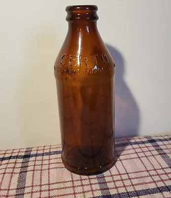 Vintage Certo Amber Embossed Glass Bottle With Measure Lines • $7.26