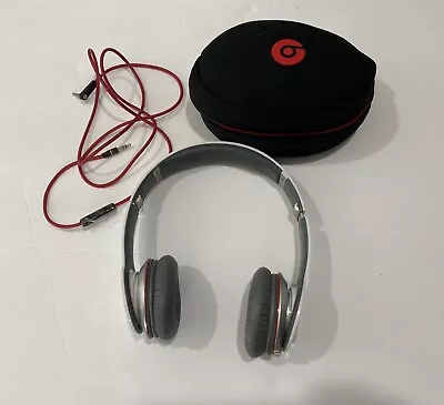 Beats By Dre Monster Solo HD Wired On-Ear White Red Headphones With Case Tested • $30