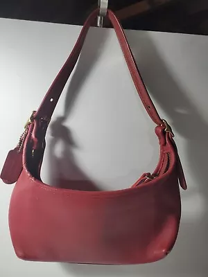 Vintage Coach Handbag Red Glove Leather J6K-9058 Legacy Small Hobo Charm Tag • $79.99