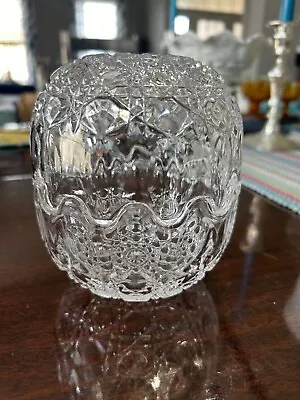 Vintage Pattern Clear Glass Bowl/Fairy Lamp Interlocking Block Optic Design • $19.99