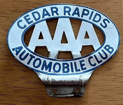 Vintage AAA Cedar Rapids Automobile Club License Plate Topper. • $10