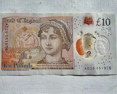 £10 Note Serial Number AD29051978 New Polymer 10 Pound Note Highly Sought-after. • £19.99