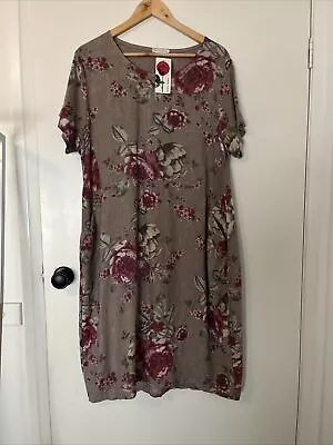 Italy Moda Floral Linen Dress Suit Size 12 • $25