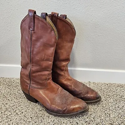 Vintage Tony Lama 6150 Men's Brown Leather Cowboy Western Boots Size 10.5 D • $54.99