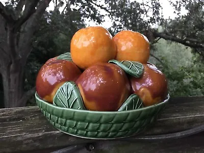 JAY WILLFRED Majolica ANDREA By SADEK Fruit Basket Apple Orange ART NOUVEAU ❤️j8 • $75