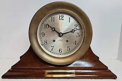 Vintage Working CHELSEA Clock Co. Ship's Bell Strike Brass Porthole Mantel Clock • $1274.99