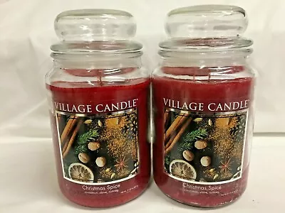 Village Candle (2) CHRISTMAS SPICE Jar Candle Two Wicks Cinnamon Clove Nutmeg • $47.99