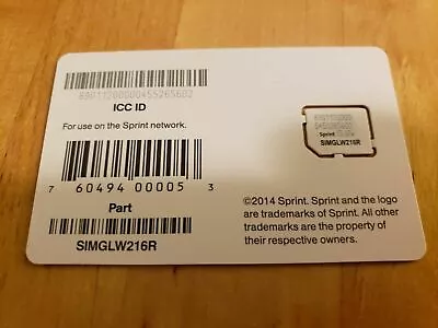 Sprint Mobile SIMGLW216R Micro SIM Card • $5