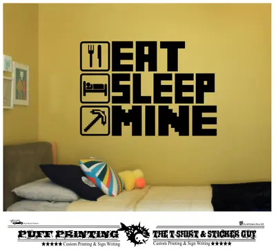 £2.98 • Buy XBOX / PS4 EAT SLEEP MINE Vinyl Wall Art Gaming Stickers BEDROOM DEN CRAFT