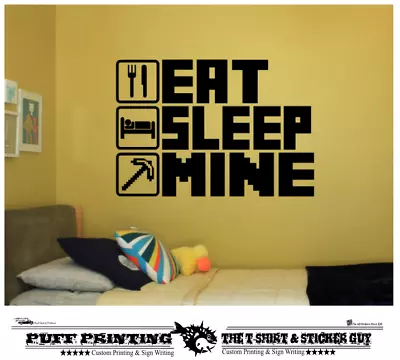 XBOX / PS4 EAT SLEEP MINE Vinyl Wall Art Gaming Stickers BEDROOM DEN CRAFT • £3.99