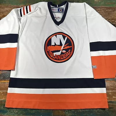 Vtg CCM New York Islanders Hockey Jersey Size L NHL Sports Air Knit Stitched • $59.99