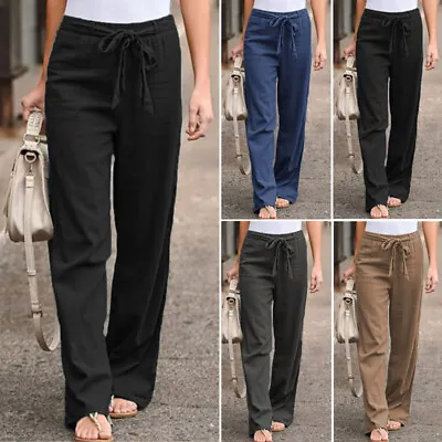 ZANZEA Womens Cotton Chino Long Pants Business Solid Cargo Office Trousers PLUS • $18.97