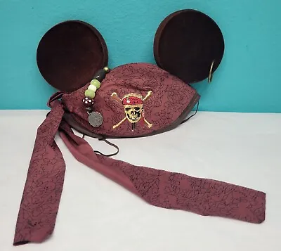 Disney Parks Pirates Of The Caribbean Captain Jack Sparrow Mickey Mouse Ears Hat • £19.28