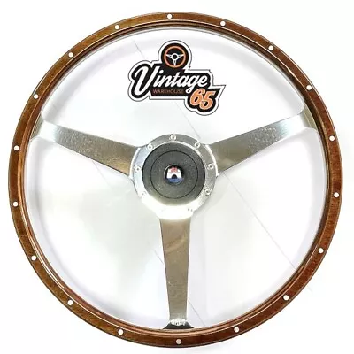 17  Wood Rim Steering Wheel Dark Boss Kit Upgrade For Vw Transporter T4 Camper • $737.62