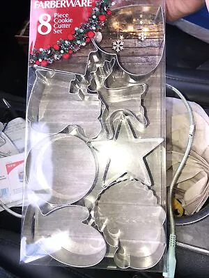 Set Of 8 Faberware Holiday Cookie Cutters Metal Santa Mitten Train Star • $3.89