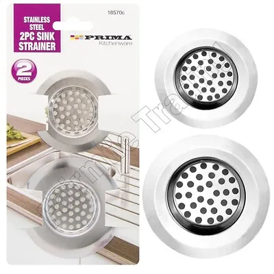 £2.49 • Buy 2 Pc Stainless Steel Sink Strainer Set Kitchen Bath Shower Hair Trap Food Filter
