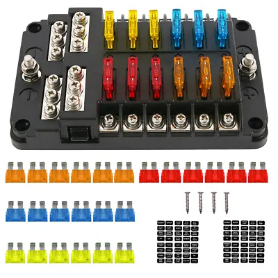 Blade Fuse Box Block Holder Block With LED Indicator 12V Universal 12 Way • $22.99