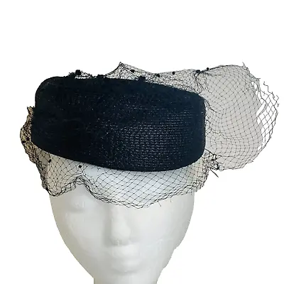 Linda Farrell Vintage Womens Black Hat Netting Mourning Funeral Formal • $15.19