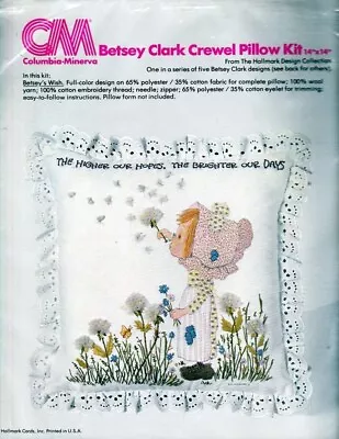 CM Vintage Beautiful Betsy Clark Crewel Pillow Kit 14 X14  BETSEY'S WISH 7928 • $9