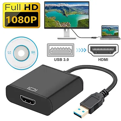 USB 3.0 To HDMI Video Cable Adapter HD 1080P For PC Laptop HDTV LCD TV Converter • $8.77