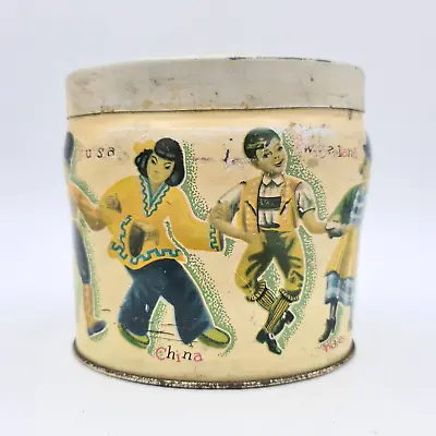 Vintage William Crawford & Sons Ltd Tin Biscuit Box Children World Countries • £11.99
