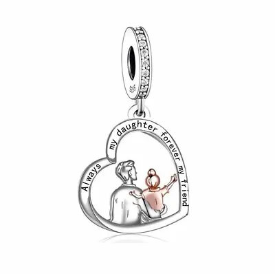 $29.99 • Buy S925 Silver & Rose Gold Father Daughter Always My Friend Charm -YOUnique Designs