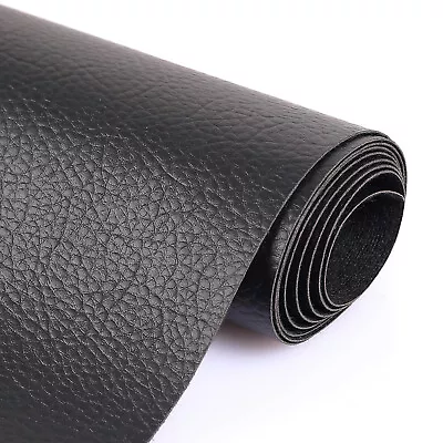 1-40 Yards Faux Leather Fabric Solid Black Upholstery Marine Vinyl Pleather 54  • $11.49