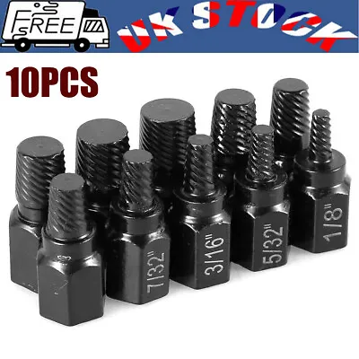 Screw Extractor Easy Out Drill Bits Broken Damaged Bolt Stud Remover Set 10PCS • £11.09