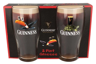 £19.99 • Buy Guinness Flying Toucan & Tortoise Design Pint Glasses Pack Of 2. Licensed
