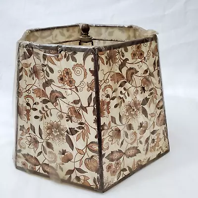 Vintage Hexagon Lamp Shade 6 Panel Floral Pattern Clip On 8  H X 10  W • $46.35