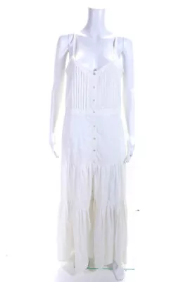 Veronica Beard Womens Embroidered Sleeveless Button Up Maxi Dress White Size M • $85.39