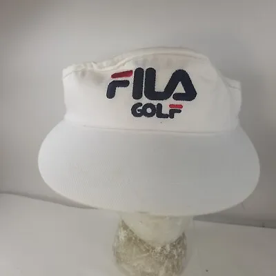 Vintage Fila Visor Hat Cap Golf White Adjustable One Size 90’s High Crown • $17.99