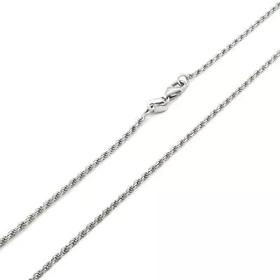 Solid 10K White Gold 1.5mm Thin Mens Womens Rope Chain Pendant Necklace 16 -24  • $152.99