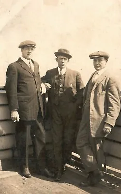 Vintage Postcard 1910's RPPC Three Men Dressed In Suits Portrait Photo • $13.49