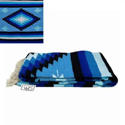 Mexican Blanket Vintage Style Blue Diamond X Large Native Serape Saltillo  • $29.95
