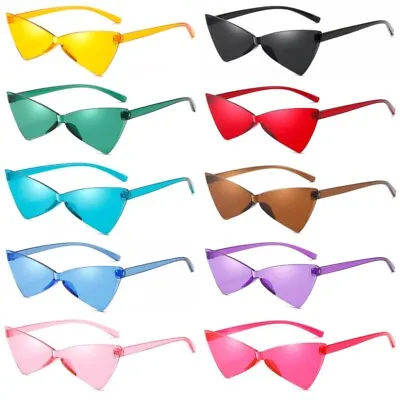 Unisex Fashion Colors Sunglasses Triangle Cat-eye Rimless Eyewear Outdoor UV400 • £3.35