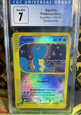 $45 • Buy CGC 7 Near Mint Pokemon 2002 Expedition Squirtle Reverse Holo 132/165