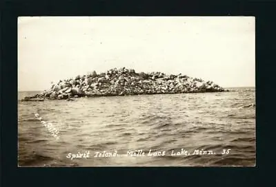 Garrison Minnesota MN 1923 RPPC Mille Lacs Lake Big Stone Pile - SPIRIT ISLAND • $13.98