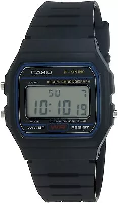 CASIO F91W-1 Unisex Black Digital Watch With Black Band • $39.99