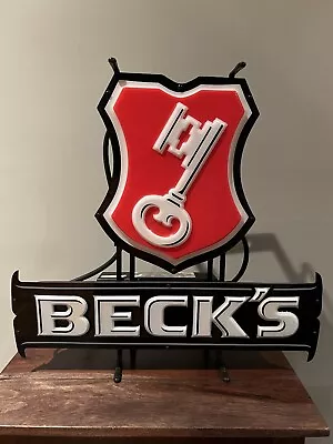 Rare Vintage Becks Beer German Key Bar Light Sign! Man-cave Beer Lighted Sign • $195