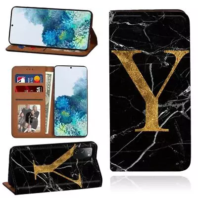 Initials Leather Stand Wallet Cover Case For Samsung Galaxy S8 S9 S10 S20/Plus • £4.43