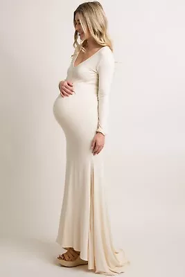 Pink Blush Maternity Dress Small Ivory- Perfect For Maternity Photos. Stretchy • $35