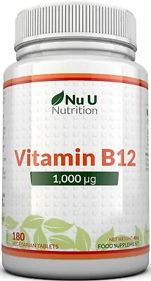 Vitamin B12 1000mcg  High Strength B12 Methylcobalamin - 180 Vegetarian Tablets • $10.97