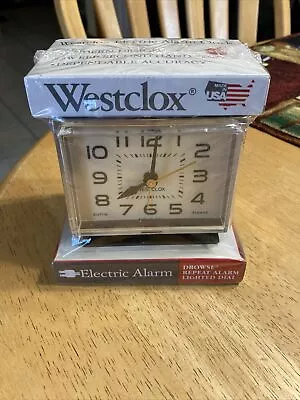 Vintage Westclox Electric Alarm Clock  Wood Grain New Sealed Made In USA • $22