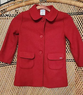 Mayoral Girls Red Pea Coat Size 5 • $15