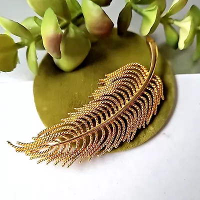 Vintage Estate Monet Gold Tone Feather Pin Brooch • $1.25