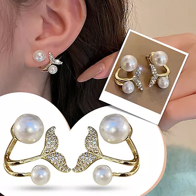 Delicate Mermaid Stud Earrings Trendy Light Luxury Fashion Jacket Earrings • $5.71