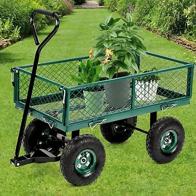 Garden Cart Utility Wagon Heavy Duty Sturdy Steel Frame Wagon Cart For Yard Dump • $93.87